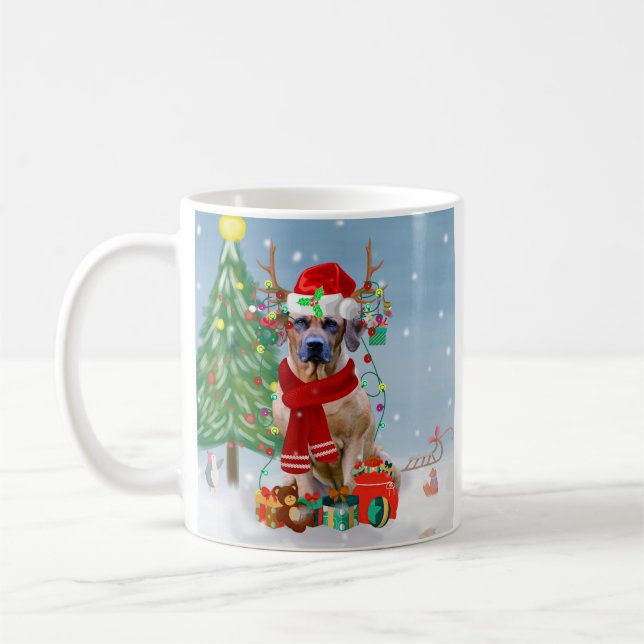 Rhodesian Ridgeback Dog in Snow Christmas Gift   Coffee Mug (Left)
