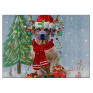 Rhodesian Ridgeback Dog in Snow Christmas Gift Cutting Board
