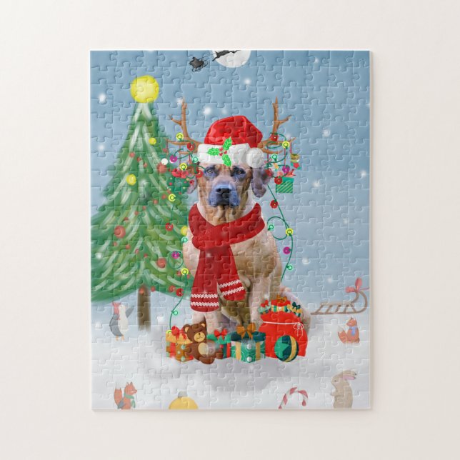 Rhodesian Ridgeback Dog in Snow Christmas Gift  Jigsaw Puzzle (Vertical)