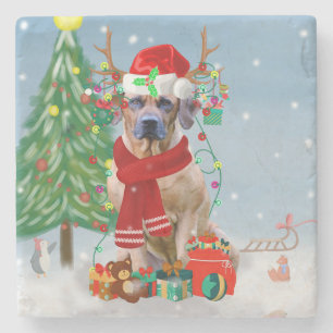Rhodesian Ridgeback Dog in Snow Christmas Gift Stone Coaster