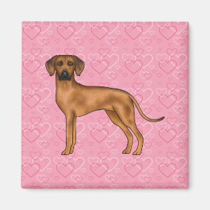 Rhodesian Ridgeback Dog Love Heart Pattern Pink Magnet