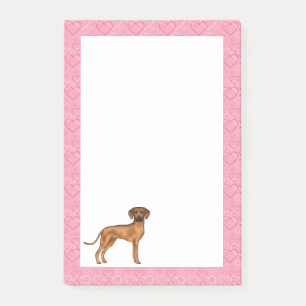 Rhodesian Ridgeback Dog Love Heart Pattern Pink Post-it Notes