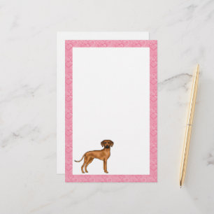 Rhodesian Ridgeback Dog Love Heart Pattern Pink Stationery