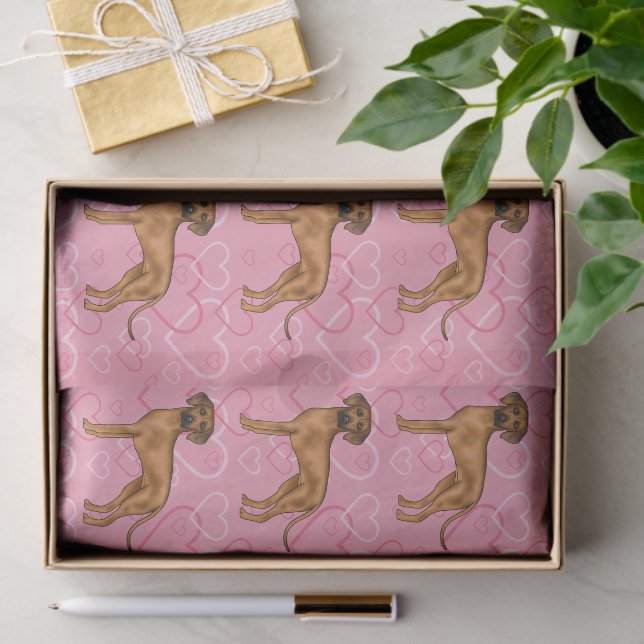 Rhodesian Ridgeback Dog Love Heart Pattern Pink Tissue Paper (Gift)