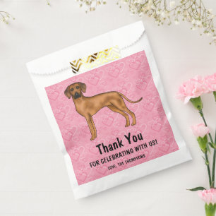Rhodesian Ridgeback Dog On Pink Hearts Thank You Favour Bags