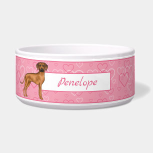 Rhodesian Ridgeback Dog On Pink Hearts With Name
