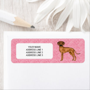Rhodesian Ridgeback Dog On Pink Hearts With Text