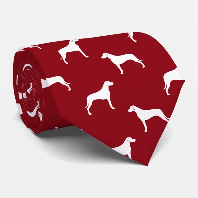 Rhodesian Ridgeback Dog Silhouettes Pattern Red Tie (Rolled)