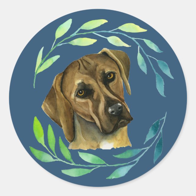 Rhodesian Ridgeback Dog Watercolor Painting Classic Round Sticker (Front)