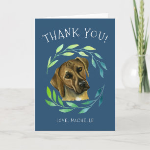 Rhodesian Ridgeback Dog with a Wreath Thank You Holiday Card