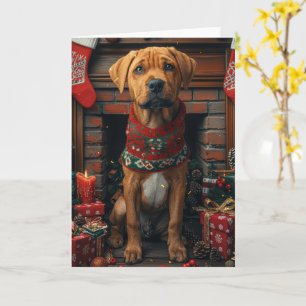 Rhodesian Ridgeback Dog With Christmas Gifts  Card