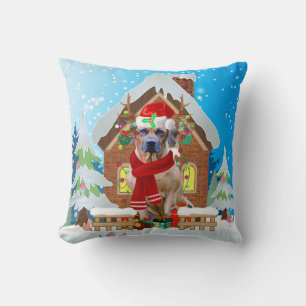 Rhodesian Ridgeback dog with Christmas gifts Cushion