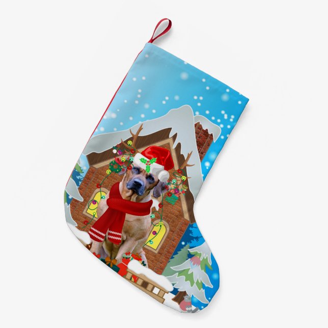 Rhodesian Ridgeback dog with Christmas gifts Small Christmas Stocking (Front (Hanging))