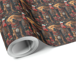 Rhodesian Ridgeback Dog With Christmas Gifts Wrapping Paper