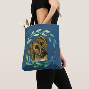 Rhodesian Ridgeback Dog with Wreath Tote Bag