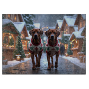 Rhodesian Ridgeback Dogs Christmas Snow Holiday Cutting Board