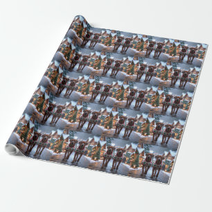 Rhodesian Ridgeback Dogs Christmas Snow Holiday Wrapping Paper