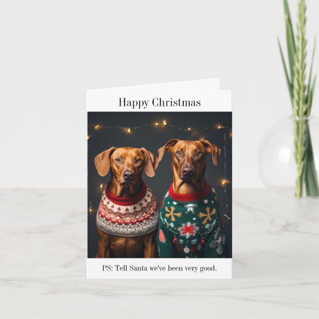 Rhodesian Ridgeback Dogs Happy Christmas Card (Front)