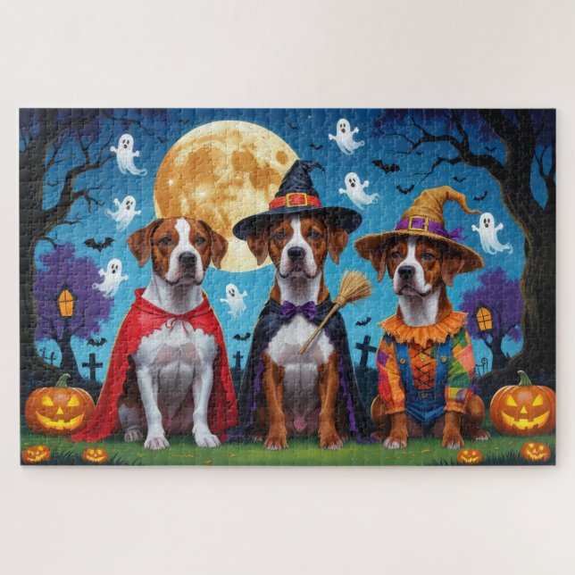 Rhodesian Ridgeback Dogs Pumpkin Halloween Funny  Jigsaw Puzzle (Horizontal)