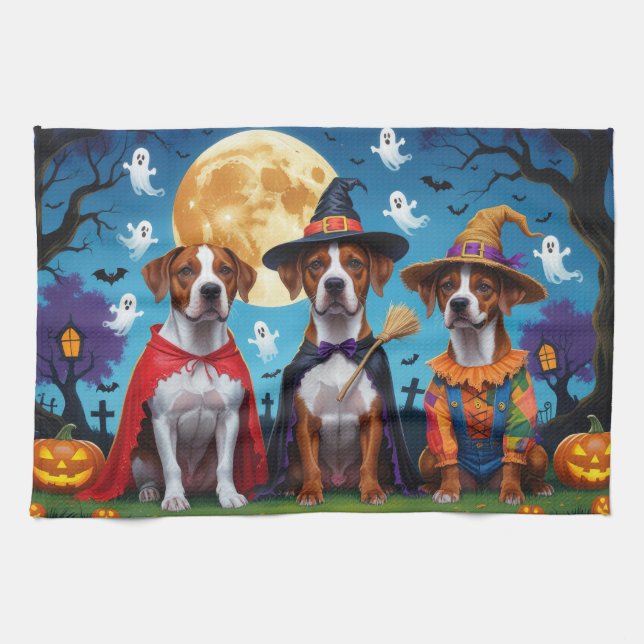 Rhodesian Ridgeback Dogs Pumpkin Halloween Funny  Tea Towel (Horizontal)