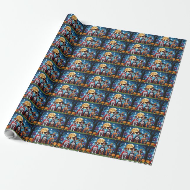 Rhodesian Ridgeback Dogs Pumpkin Halloween Funny  Wrapping Paper (Unrolled)