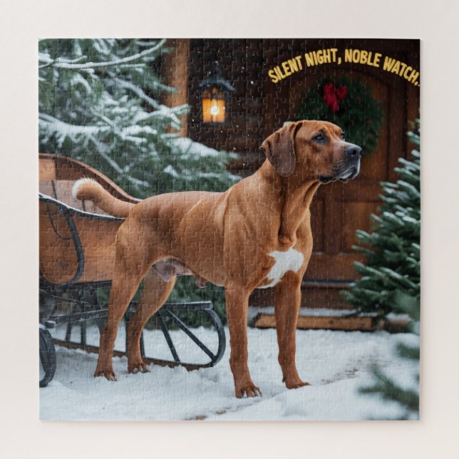 Rhodesian Ridgeback Festive Holiday Christmas Jigsaw Puzzle (Vertical)