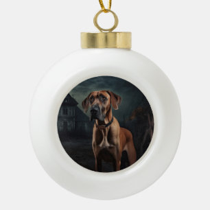 Rhodesian Ridgeback Halloween Scary Ceramic Ball Christmas Ornament