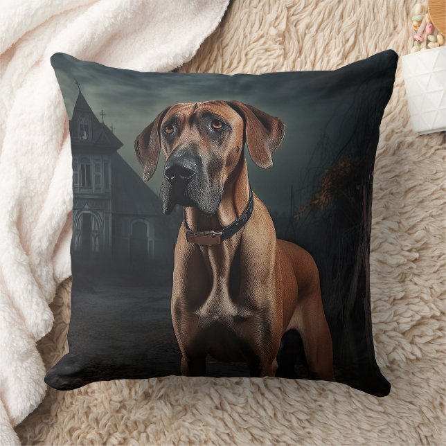 Rhodesian Ridgeback Halloween Scary  Cushion (Blanket)