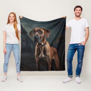 Rhodesian Ridgeback Halloween Scary  Fleece Blanket