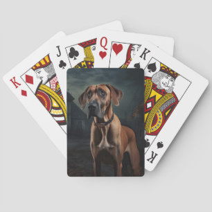 Rhodesian Ridgeback Halloween Scary  Playing Cards