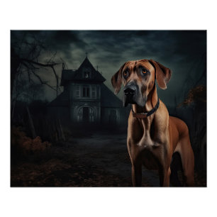 Rhodesian Ridgeback Halloween Scary  Poster