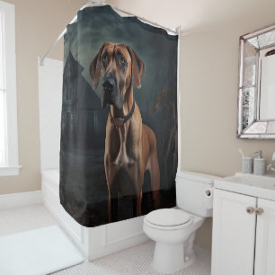 Rhodesian Ridgeback Halloween Scary Shower Curtain