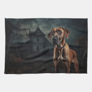 Rhodesian Ridgeback Halloween Scary Tea Towel