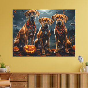 Rhodesian Ridgeback Halloween Spooky Canvas Print