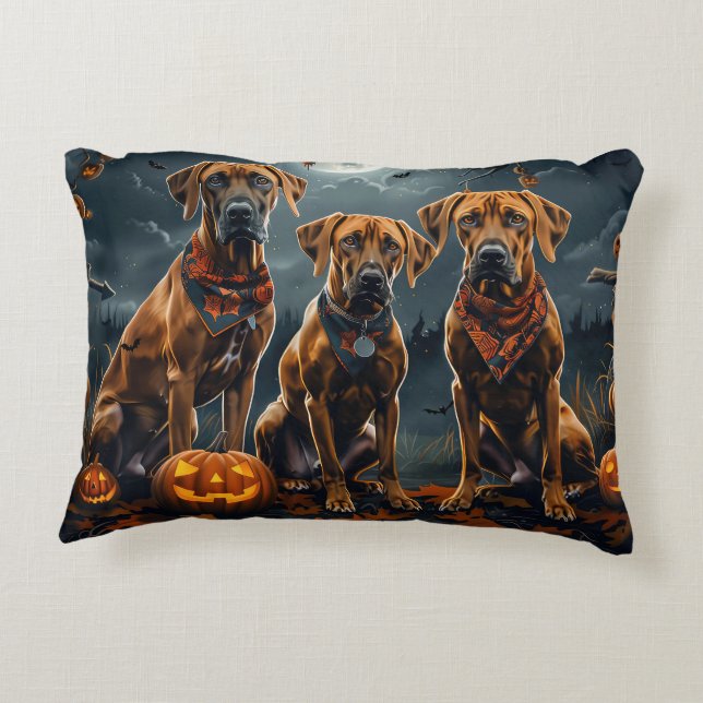Rhodesian Ridgeback Halloween Spooky  Decorative Cushion (Back)