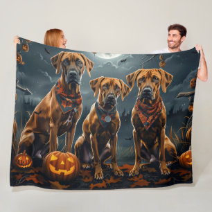 Rhodesian Ridgeback Halloween Spooky  Fleece Blanket