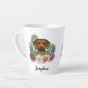 Rhodesian Ridgeback Head And Summer Wildflowers Latte Mug