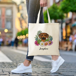 Rhodesian Ridgeback Head Colourful Flowers And Nam Tote Bag