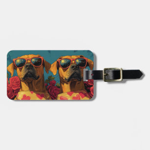 Rhodesian Ridgeback Heart Roses Valentine's Day Luggage Tag