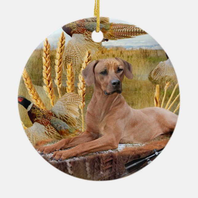 Rhodesian Ridgeback Hunts Ornament (Back)