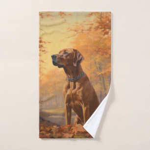 Rhodesian Ridgeback  in Autumn Leaves Fall Inspire Bath Towel Set
