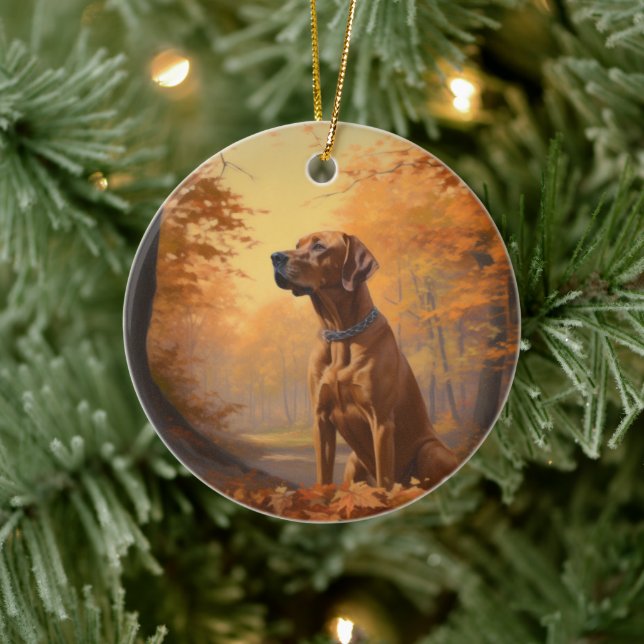 Rhodesian Ridgeback  in Autumn Leaves Fall Inspire Ceramic Tree Decoration (Tree)