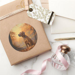 Rhodesian Ridgeback  in Autumn Leaves Fall Inspire Classic Round Sticker