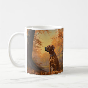 Rhodesian Ridgeback in Autumn Leaves Fall Inspire Coffee Mug