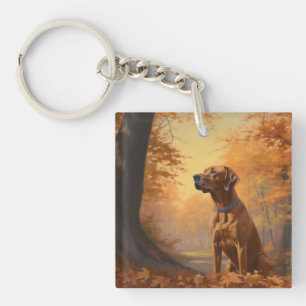 Rhodesian Ridgeback  in Autumn Leaves Fall Inspire Key Ring
