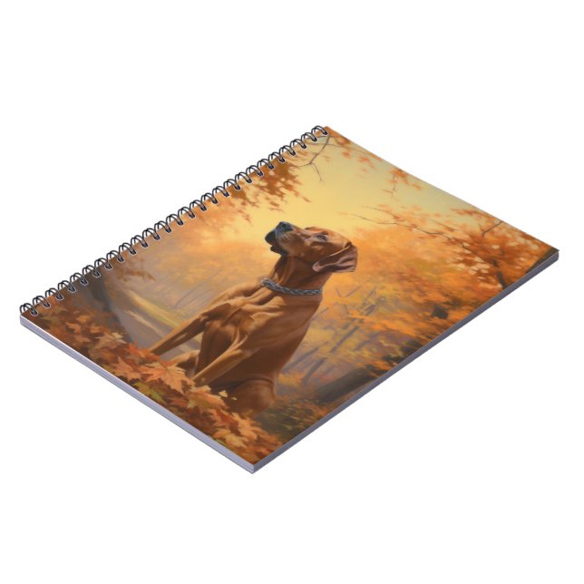 Rhodesian Ridgeback  in Autumn Leaves Fall Inspire Notebook (Left Side)