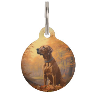 Rhodesian Ridgeback  in Autumn Leaves Fall Inspire Pet Tag
