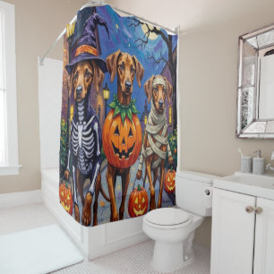 Rhodesian Ridgeback in Halloween Costumes Shower Curtain