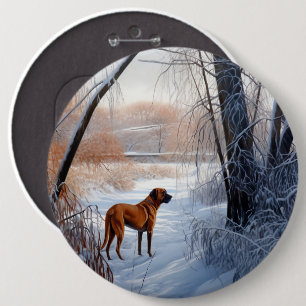 Rhodesian Ridgeback Let It Snow Christmas 6 Cm Round Badge