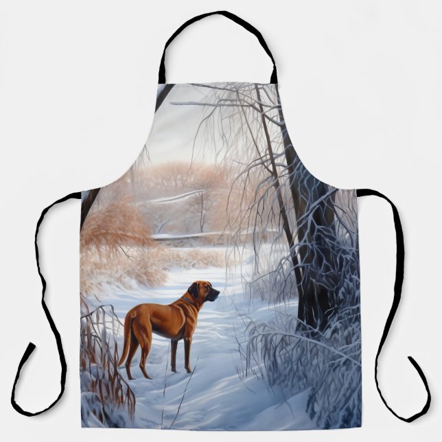 Rhodesian Ridgeback Let It Snow Christmas  Apron (Front)